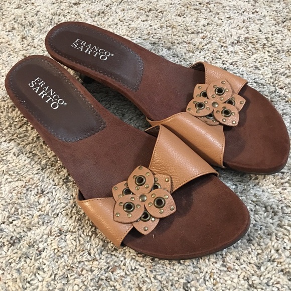 Franco Sarto Brown Leather Sandals - Picture 1 of 7